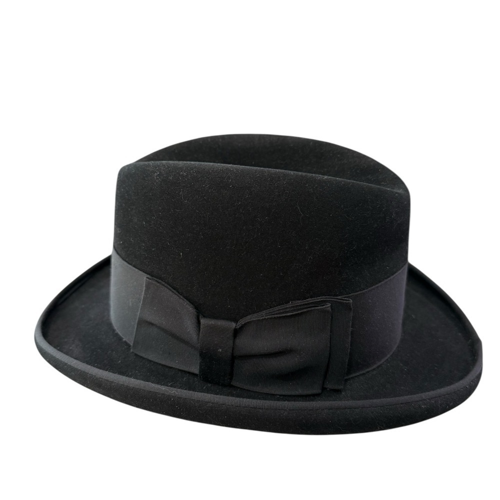 Churchill LTD Black Homburg Fedora /Bowler Hat Size 7 Long Oval Vintage - Picture 2 of 6